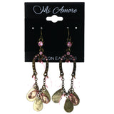 Mi Amore Antique Finish AB Finish Dangle-Earrings Gold-Tone & Pink