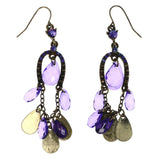 Mi Amore Antique Finish AB Finish Dangle-Earrings Gold-Tone & Purple