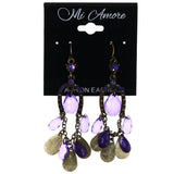 Mi Amore Antique Finish AB Finish Dangle-Earrings Gold-Tone & Purple