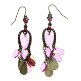 Mi Amore Antique Finish AB Finish Dangle-Earrings Gold-Tone & Pink