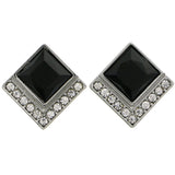 Mi Amore Post-Earrings Silver-Tone/Black