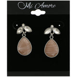 Mi Amore Rose Quartz Dangle-Earrings Silver-Tone/Pink