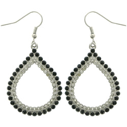 Mi Amore Teardrop Shape Dangle-Earrings Silver-Tone/Black