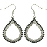 Mi Amore Teardrop Shape Dangle-Earrings Silver-Tone/Black