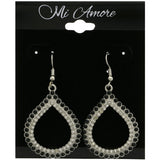 Mi Amore Teardrop Shape Dangle-Earrings Silver-Tone/Black