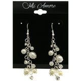 Mi Amore Dangle-Earrings Silver-Tone/White