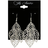 Mi Amore Leaf Dangle-Earrings Silver-Tone