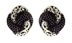 Silver-Tone Post Earrings With Rhinestone Accents TME1474