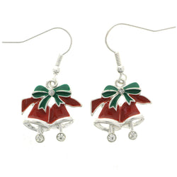 Mi Amore Holiday Bells Dangle-Earrings Silver-Tone/Red