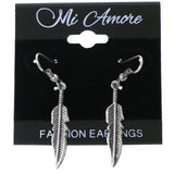 Mi Amore Feather  Dangle-Earrings Silver-Tone