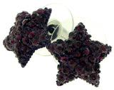 Purple Star Shaped Earrings With Rhinestone Accents TME280