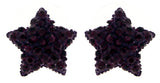 Purple Star Shaped Earrings With Rhinestone Accents TME280