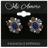 Mi Amore Stud-Earrings Silver-Tone/Blue