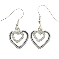 Mi Amore Heart Dangle-Earrings Silver-Tone
