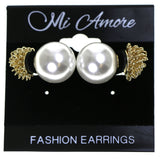 Mi Amore Reversible ball back Stud-Earrings Gold-Tone/White