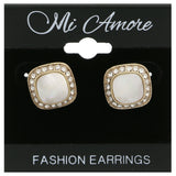 Mi Amore AB Finish Stud-Earrings Gold-Tone/White