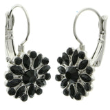 Mi Amore Flower Dangle-Earrings Silver-Tone/Black