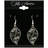 Mi Amore Leaf Dangle-Earrings Silver-Tone