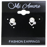 Mi Amore Stud-Earrings Silver-Tone/White