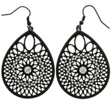 Mi Amore Cut-Out Flower  Dangle-Earrings Black