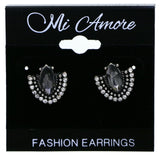 Mi Amore Post-Earrings Black/Silver-Tone