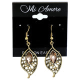 Mi Amore Leaf Filligree Dangle-Earrings Gold-Tone & Brown