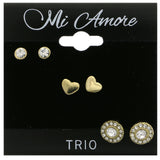 Mi Amore Heart Multiple-Earring-Set Gold-Tone