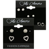 Mi Amore Multiple-Earring-Set Silver-Tone