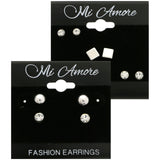 Mi Amore Multiple-Earring-Set Silver-Tone