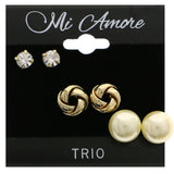 Mi Amore Multiple-Earring-Set Gold-Tone