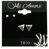 Mi Amore Multiple-Earring-Set Silver-Tone