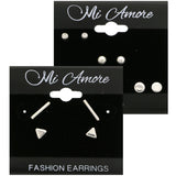 Mi Amore Multiple-Earring-Set Silver-Tone