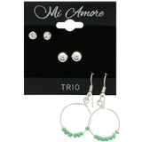 Mi Amore Multiple-Earring-Set Silver-Tone/Green