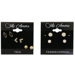Mi Amore Multiple-Earring-Set Gold-Tone/Multicolor