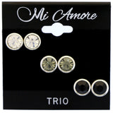 Mi Amore Multiple-Earring-Set Silver-Tone/Multicolor