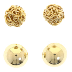 Mi Amore Wire-Wrapped Half-ball Multiple-Earring-Set Gold-Tone
