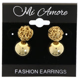 Mi Amore Wire-Wrapped Half-ball Multiple-Earring-Set Gold-Tone
