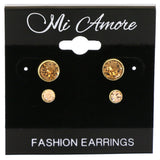 Mi Amore Multiple-Earring-Set Gold-Tone/Brown