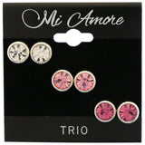 Mi Amore Multiple-Earring-Set Silver-Tone/Pink