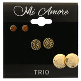 Mi Amore Antiqued Multiple-Earring-Set Gold-Tone/Brown