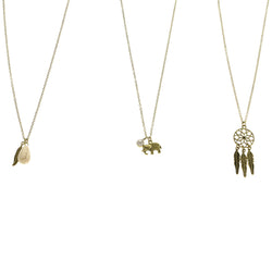 Mi Amore Elephant Feather Adjustable Multiple-Necklace-Set Copper-Tone & White