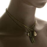 Mi Amore Elephant Feather Adjustable Multiple-Necklace-Set Copper-Tone & White