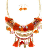 Mi Amore Adjustable Necklace-Earring-Set Multicolor/Gold-Tone