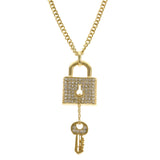 Mi Amore Lock Key Pendant-Necklace Gold-Tone