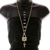 Mi Amore Lock Key Pendant-Necklace Gold-Tone