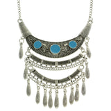 Mi Amore Adjustable Fashion-Necklace Silver-Tone/Blue