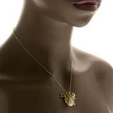 Mi Amore Cross Heart Wing Pendant-Necklace Gold-Tone & White