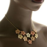 Mi Amore Flower Adjustable Necklace-Earring-Set Multicolor & Gold-Tone