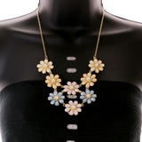 Mi Amore Flower Adjustable Long-Necklace Multicolor & Gold-Tone