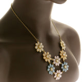 Mi Amore Flower Adjustable Long-Necklace Multicolor & Gold-Tone